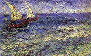 Vincent Van Gogh Boats at Sea, Saintes-Maries-de-la-Mer oil